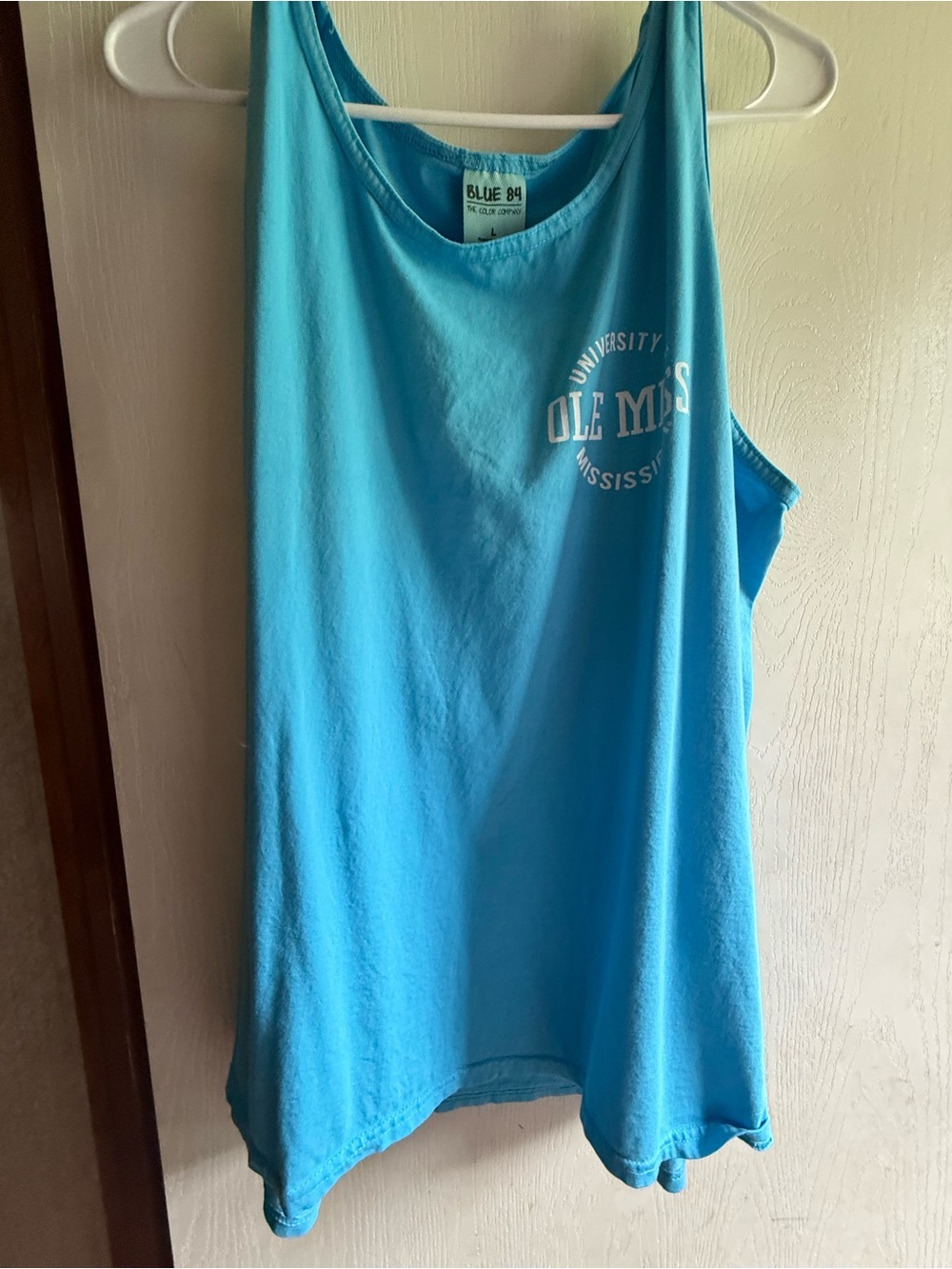 Blue 84 Women's Tank Top in Turquoise with White Print